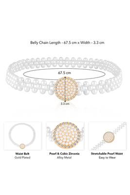 Cubic zirconia & pearl studded stylish belly chain kamar bandh waist belt 2