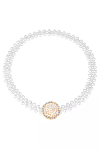 Cubic zirconia & pearl studded stylish belly chain kamar bandh waist belt