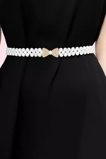 Cubic zirconia & pearl studded stylish belly chain kamar bandh waist belt