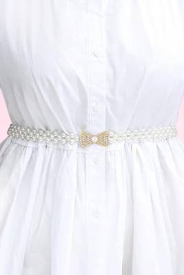 Cubic zirconia & pearl studded stylish belly chain kamar bandh waist belt 3