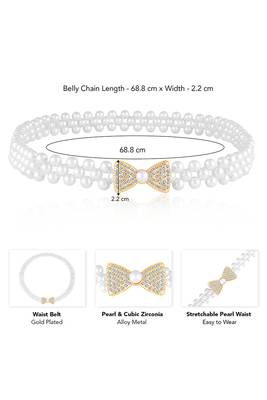 Cubic zirconia & pearl studded stylish belly chain kamar bandh waist belt 4