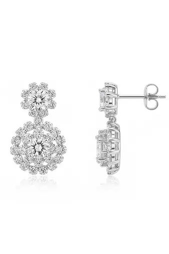 Silver plated cubic zirconia & crystals studded necklace earrings set jewellery for women