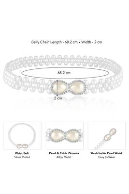 Cubic zirconia & pearl studded stylish belly chain kamar bandh waist belt 4