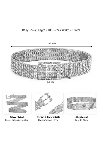 Silver tone dress waist belt kamar bandh belly belt western & stylish wear for women girl