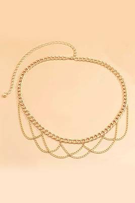 Gold plated layered chain waist belt kamar bandh belly chain fancy jewelllery gift for women 1