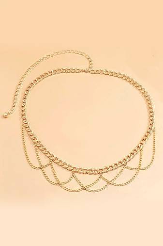Gold plated layered chain waist belt kamar bandh belly chain fancy jewelllery gift for women