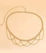 Gold plated layered chain waist belt kamar bandh belly chain fancy jewelllery gift for women