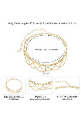 Gold plated layered chain waist belt kamar bandh belly chain fancy jewelllery gift for women 4