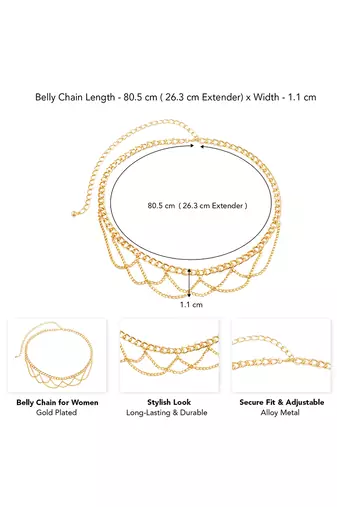 Gold plated layered chain waist belt kamar bandh belly chain fancy jewelllery gift for women