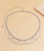 Silver plated layered chain waist belt kamar bandh belly chain jewelllery gift for women