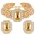 Champagne ethnic choker necklace earrings set for women & girls | gold plated | cubic zirconia crystals & beads studded