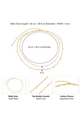 Gold plated crystal studded two layer kamarbandh belly chain wrist belt jewellery for women 4