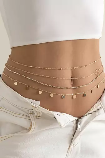 Multi layer gold plated waist belt stylish kamarband belly chain jewellery for women & girls