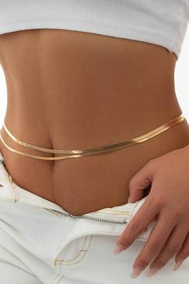 Double layer gold plated waist belly chain plain kamar bandh jewellery gift for women & girls 2