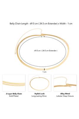 Double layer gold plated waist belly chain plain kamar bandh jewellery gift for women & girls 3