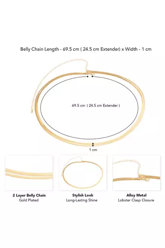Double layer gold plated waist belly chain plain kamar bandh jewellery gift for women & girls