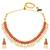 Gold plated faux ruby faux emerald & lariya studded necklace earrings set jewellery for women