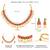 Gold plated faux ruby faux emerald & lariya studded necklace earrings set jewellery for women