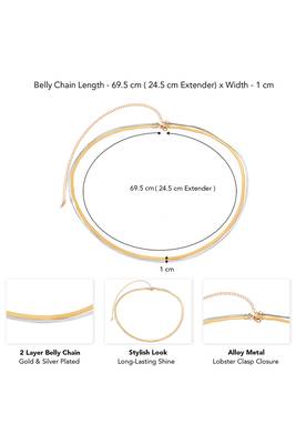 Double layer silver gold plated waist belly chain plain kamar bandh jewellery gift for women 3