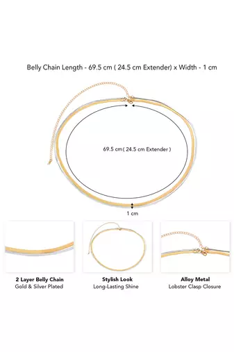 Double layer silver gold plated waist belly chain plain kamar bandh jewellery gift for women