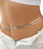 Double layer silver plated waist belly chain plain kamar bandh jewellery gift for women