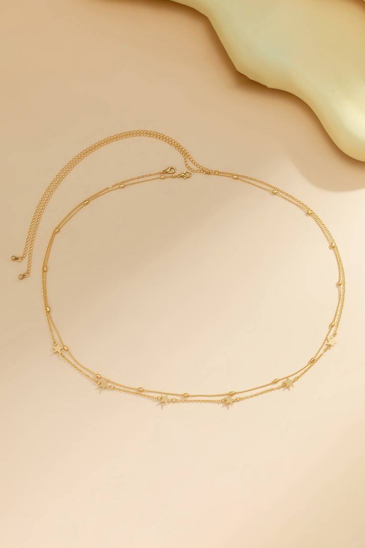 Gold plated double layer star style waist chain karmarbadhan belly chain jewellery gift & girl
