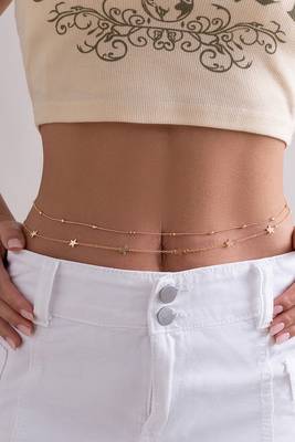 Gold plated double layer star style waist chain karmarbadhan belly chain jewellery gift & girl 2