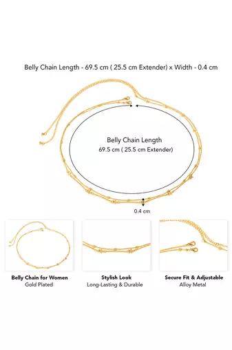 Gold plated double layer star style waist chain karmarbadhan belly chain jewellery gift & girl