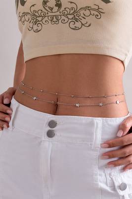 Star style silver plated waist chain kamar bandh adjustable belly chain jewellery gift 2