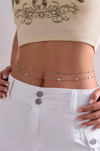 Star style silver plated waist chain kamar bandh adjustable belly chain jewellery gift