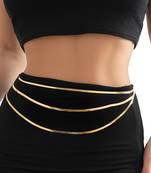 3 layer gold plated belly chain kamarbandh waist chain belt body chain jewellery for women