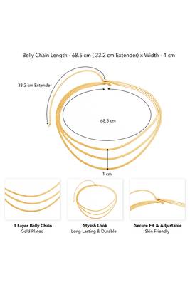 3 layer gold plated belly chain kamarbandh waist chain belt body chain jewellery for women 3
