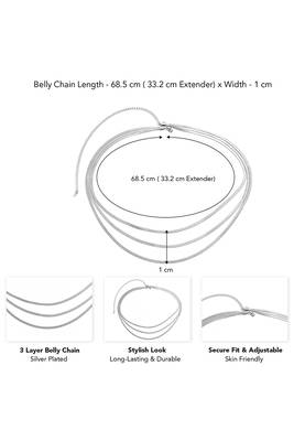 3 layer silver plated belly chain kamarbandh waist chain belt body chain jewellery for women 4