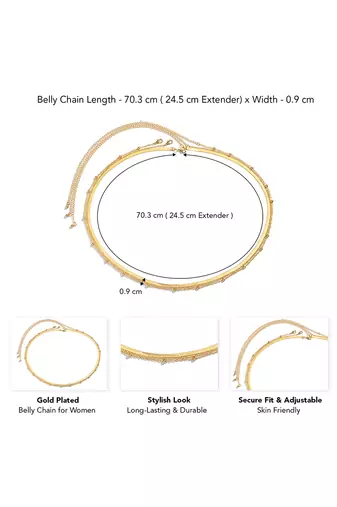 Gold plated body chain adjustable dress belly chain kamarbandh waist chain belt jewellery gift