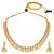 Gold plated faux ruby faux emerald studded filigree design necklace & jhumki earring set
