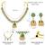 Gold plated green faux emerald studded necklace & jhumki earring traditional jewellery set