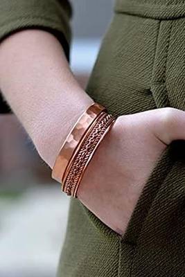 Copper cuff bracelets tibetan style hand forged with solid and high gauge kada set of 2 2