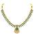 Gold plated green faux emerald studded necklace & jhumki earring traditional jewellery set