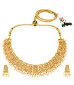 Gold plated lariya studded necklace & dangle earring set ethnic jewellery for women