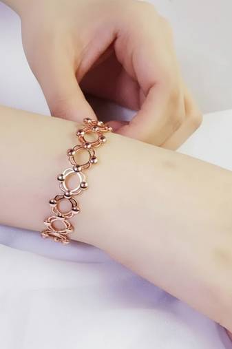 Rose gold plated fancy bracelet cum ring fashion jewellery for women & girls
