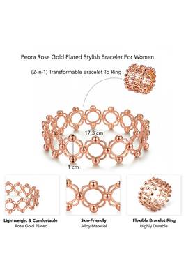 Rose gold plated fancy bracelet cum ring fashion jewellery for women & girls 3