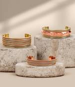 Copper cuff bracelets tibetan style hand forged with solid and high gauge kada set of 3