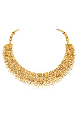 Gold plated lariya studded necklace & dangle earring set ethnic jewellery for women 4