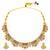 Gold plated faux ruby faux emerald studded goddess laxmi necklace & earrings set