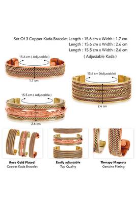 Copper cuff bracelets tibetan style hand forged with solid and high gauge kada set of 3 3