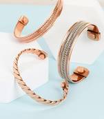 Copper cuff bracelets tibetan style hand forged with solid and high gauge kada set of 3