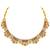 Gold plated faux ruby faux emerald studded goddess laxmi necklace & earrings set