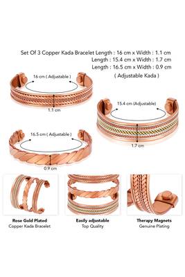 Copper cuff bracelets tibetan style hand forged with solid and high gauge kada set of 3 4