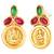 Gold plated faux ruby faux emerald studded necklace earrings set jewellery for women