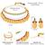 Gold plated faux ruby faux emerald studded necklace earrings set jewellery for women